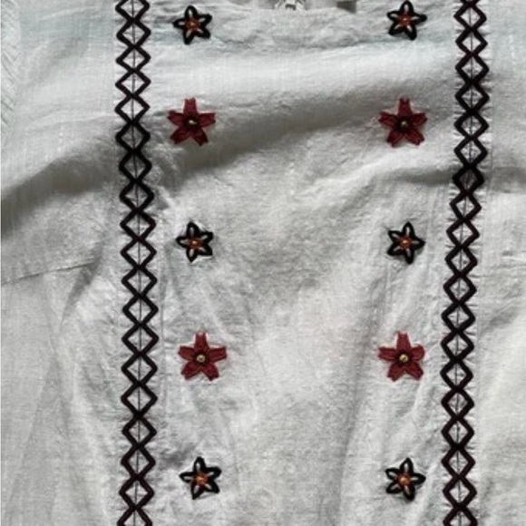 Suno White Embroidered Tunic Dress Boho Cottagecore Floral Appliqué Size 6 - Picture 14 of 14